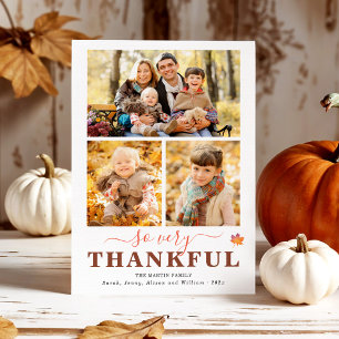Cartes Pour Fêtes Annuelles So Very Thankful Trois Photo Collage Thanksgiving