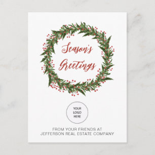 Cartes Pour Fêtes Annuelles Société de Couronne de Gui Vert Logo Entreprise