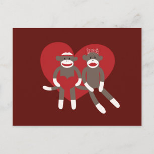 Cartes Pour Fêtes Annuelles Sock Monkeys in Love Hearts Valentine's Day Gifts