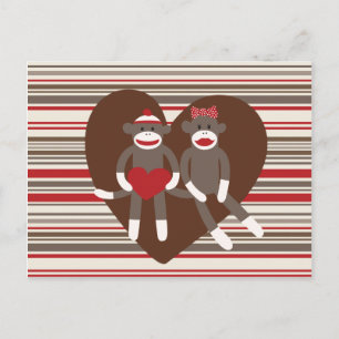 Cartes Pour Fêtes Annuelles Sock Monkeys in Love Valentine's Day Heart Gifts