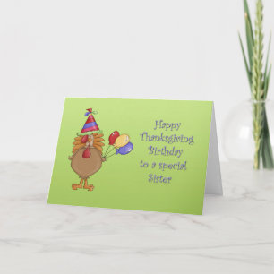 Cartes Pour Fêtes Annuelles Soeur d'anniversaire de Thanksgiving