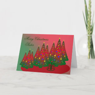 Cartes Pour Fêtes Annuelles Soeur de Joyeux Noël : Arbre rouge et vert