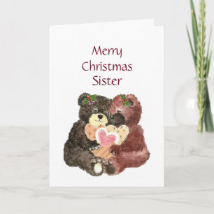 Cartes Pour Fêtes Annuelles Soeur de Joyeux Noël, étreintes d'ours de nounours