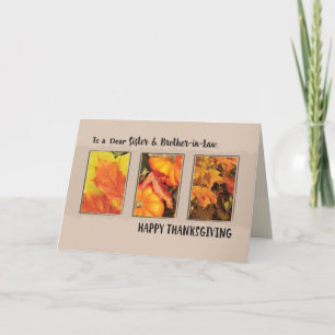Cartes Pour Fêtes Annuelles Soeur et beau-frère, Thanksgiving Trois Feuilles