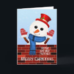Cartes Pour Fêtes Annuelles Soeur et son partenaire Christmas Snowman<br><div class="desc">Souhaitez un Joyeux Noël à votre soeur et à son partenaire. Célébrez la saison des Fêtes avec cette carte de Noël qui présente un bonhomme de neige sympathique à côté d'un mur décoré d'une écriture joyeuse de craie. Habillé d'un casquette rouge et de gants, le bonhomme de neige ajoute une...</div>