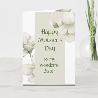 Cartes Pour Fêtes Annuelles Sœur Joyeuse Fête des Mères Fleurs Blanches Floral