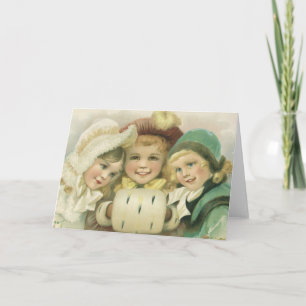 Cartes Pour Fêtes Annuelles Soeurs de Noël Vintage, Enfants Victoriens