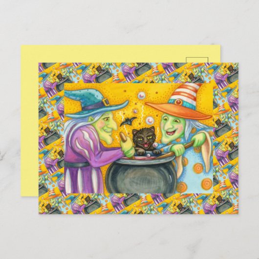 CARTES POUR FÊTES ANNUELLES SOEURS DE TÉMOIGNAGE, CHAT NOIR & HALLOWEEN BREW (Devant / Derrière)