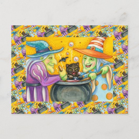 CARTES POUR FÊTES ANNUELLES SOEURS DE TÉMOIGNAGE, CHAT NOIR & HALLOWEEN BREW (Devant)