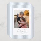 Cartes Pour Fêtes Annuelles Soft Blue Stripes Glory to God Flat Photo (Devant / Derrière)