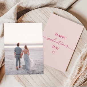 Cartes Pour Fêtes Annuelles Soft Pink Script Valentine's Day Card