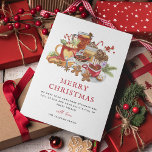 Cartes Pour Fêtes Annuelles Soins sucrés festifs Noël<br><div class="desc">Carte de Noël festive mignonne,  avec un mignon paquet de thé de l'après-midi aquarelle. La modèle moderne est facile à customiser.</div>