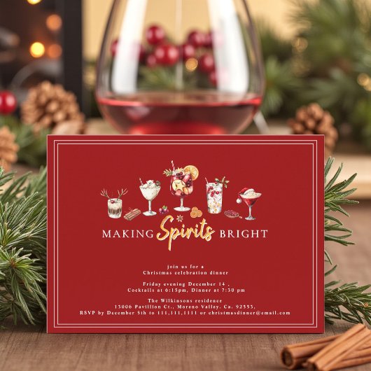 Cartes Pour Fêtes Annuelles soirée cocktail Festive moderne