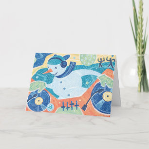 Cartes Pour Fêtes Annuelles Soirée dansante de Noël du DJ de bonhomme de neige