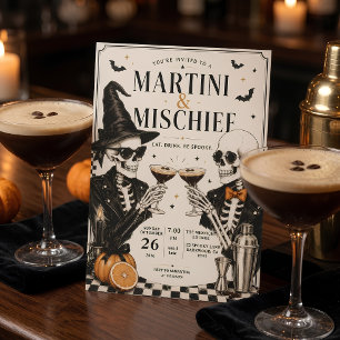 Cartes Pour Fêtes Annuelles Soirée de cocktails Halloween Martini & Mischief