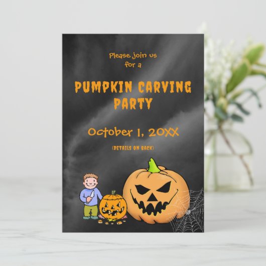 Cartes Pour Fêtes Annuelles Soirée de décoration de citrouilles Halloween Jack (Debout devant)