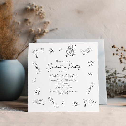 Cartes Pour Fêtes Annuelles Soirée de finition Doodle tendance