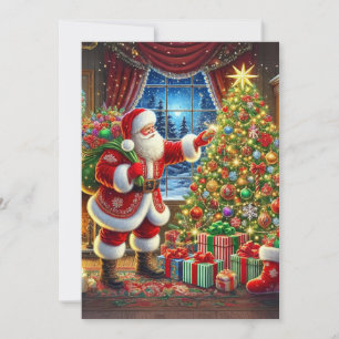 Cartes Pour Fêtes Annuelles Soirée de Noël à père Noël La nuit des cadeaux joy