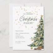 Cartes Pour Fêtes Annuelles Soirée de Noël Elégante Aquarelle Verte Arbre (Devant)