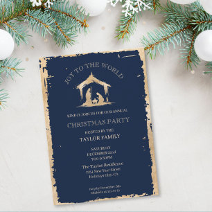 Cartes Pour Fêtes Annuelles Soirée de Noël moderne fête Nativité religieuse