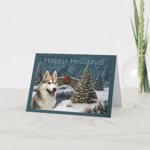 Cartes Pour Fêtes Annuelles Soirée de Noël Sibérienne Husky