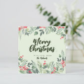 Cartes Pour Fêtes Annuelles Soirée de Noël sur le thème du feuillage botanique (Debout devant)