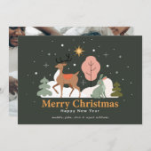 Cartes Pour Fêtes Annuelles Soirée de Noël tranquille avec rennes et lapin (Devant / Derrière)