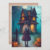 Cartes Pour Fêtes Annuelles Soirée enchantée au manoir hanté (Devant / Derrière)