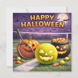 Cartes Pour Fêtes Annuelles Soirée Halloween de tennis sur le court