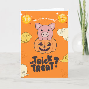 Cartes Pour Fêtes Annuelles Soirée Halloween Trick Or Treat Cochon Citrouille
