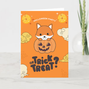 Cartes Pour Fêtes Annuelles Soirée Halloween Trick Or Treat Renard Citrouille