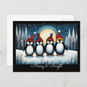 Cartes Pour Fêtes Annuelles Soirée hivernale neige Père Noël Penguin Noël