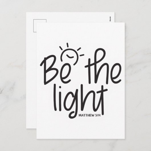 Cartes Pour Fêtes Annuelles Sois la lumière. Matthieu 5:14 Écriture biblique (Devant / Derrière)