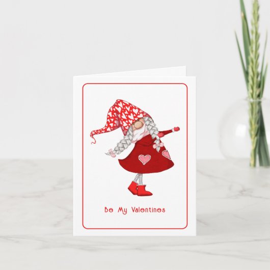 Cartes Pour Fêtes Annuelles Sois ma Valentine gnome (Devant)