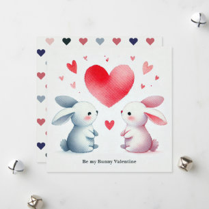Cartes Pour Fêtes Annuelles "Sois mon lapin de la Saint-Valentin" Aquarelle Ad