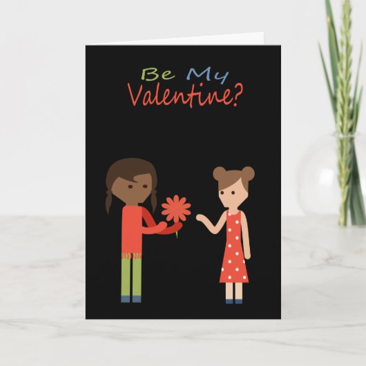 Cartes Pour Fêtes Annuelles Sois Mon Thème Lesbien Valentine (Devant)
