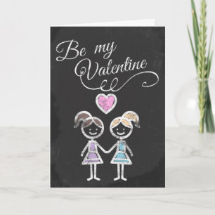 Cartes Pour Fêtes Annuelles Sois Mon Thème Valentine Lesbienne Chalkboard