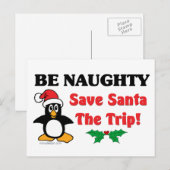 Cartes Pour Fêtes Annuelles Sois Naughty ! Sauvez Père Noël Le Voyage ! (Devant / Derrière)