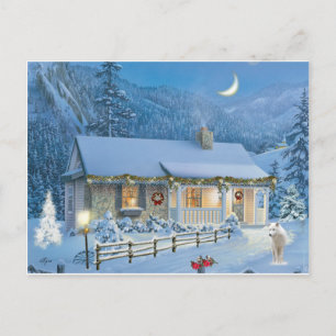 Cartes Pour Fêtes Annuelles Solitude de Noël Cottage d'hiver