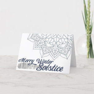 Cartes Pour Fêtes Annuelles Solstice de neige Mandala Blue Silver