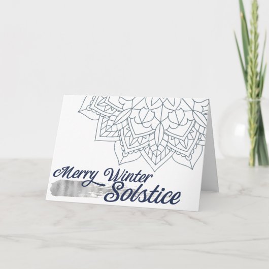 Cartes Pour Fêtes Annuelles Solstice de neige Mandala Blue Silver (Devant)