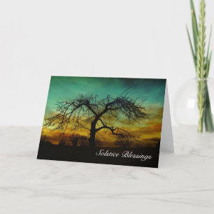 Cartes Pour Fêtes Annuelles Solstice d'hiver bénédiction avec arbre sans feuil