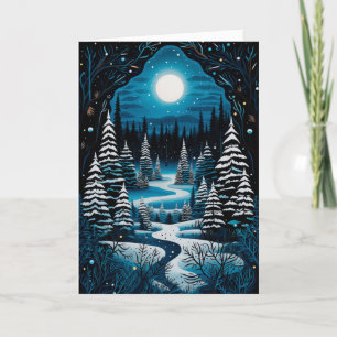 Cartes Pour Fêtes Annuelles Solstice d'hiver de Yule bienveillante Forêt d'hiv