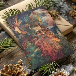 Cartes Pour Fêtes Annuelles Solstice d'hiver de Yule Holly King et Moon