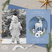 Solstice d'hiver Deer Blue Christmas Photo