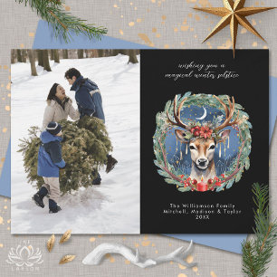 Cartes Pour Fêtes Annuelles Solstice d'hiver Deer Yule Photo de Noël