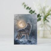 Cartes Pour Fêtes Annuelles Solstice d'hiver hurler Wolf Moon (Debout devant)