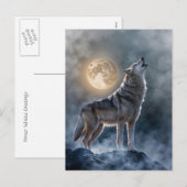 Cartes Pour Fêtes Annuelles Solstice d'hiver hurler Wolf Moon (Devant / Derrière)