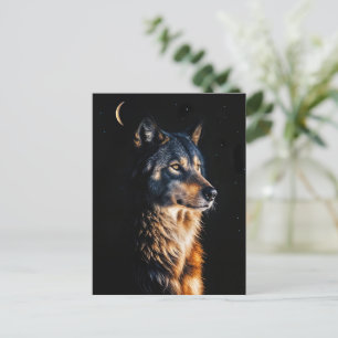 Cartes Pour Fêtes Annuelles Solstice d'hiver Wolf Wolf Crescent Moon Yule