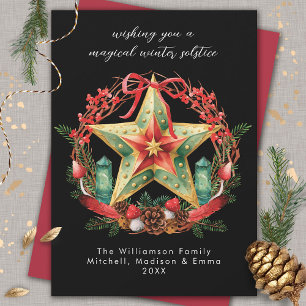 Cartes Pour Fêtes Annuelles Solstice d'hiver Wreath Star Noël Yule